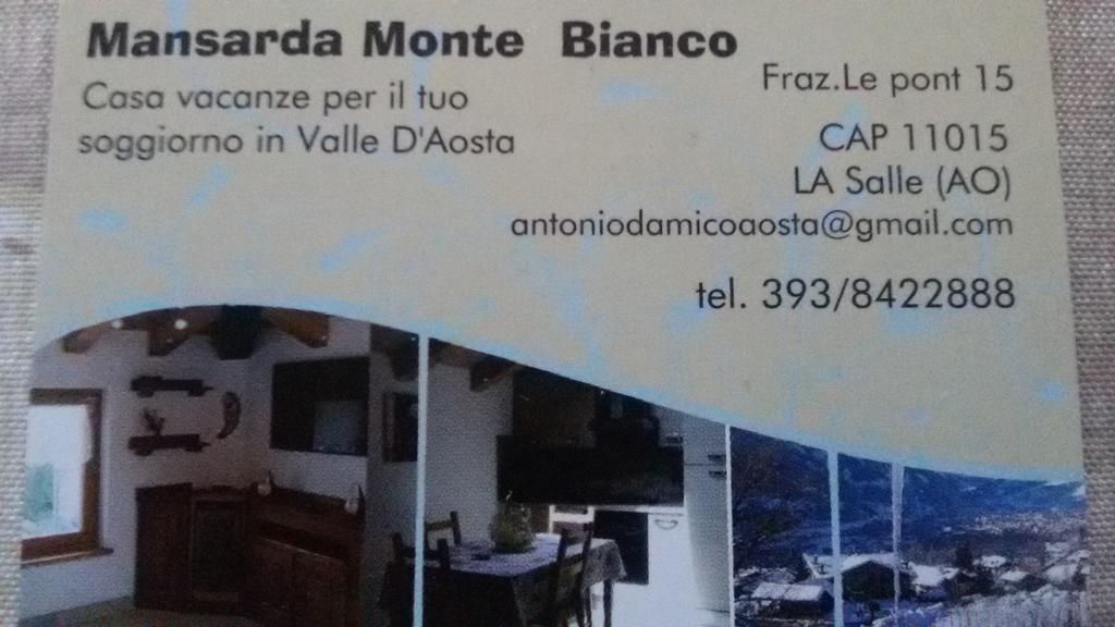 Mansarda Monte Bianco Apartamento La Salle Exterior foto